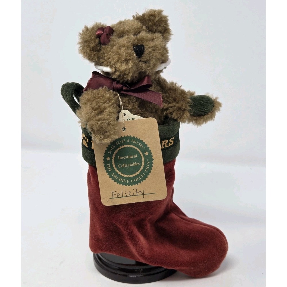 Boyds Bears Jointed Mini 6" Bear Christmas Stocking '97 Archive Collection NWT